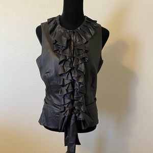 Black Women’s Vest with Ruffles and Belt